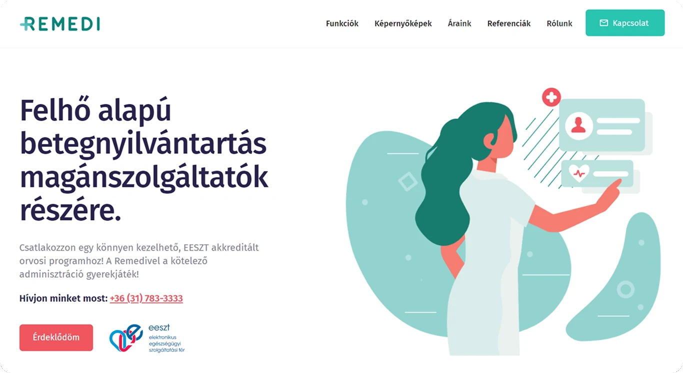 Remedi marketing website hero: cloud-based patient records for private providers